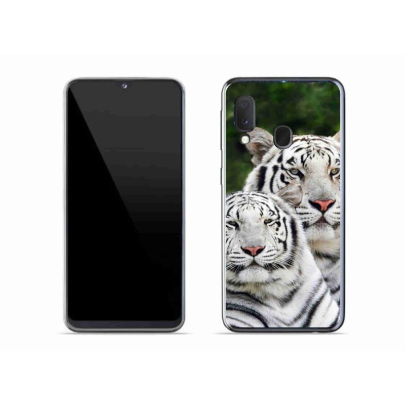 Gél tok mmCase Samsung Galaxy A20e készülékhez - fehér tigrisek