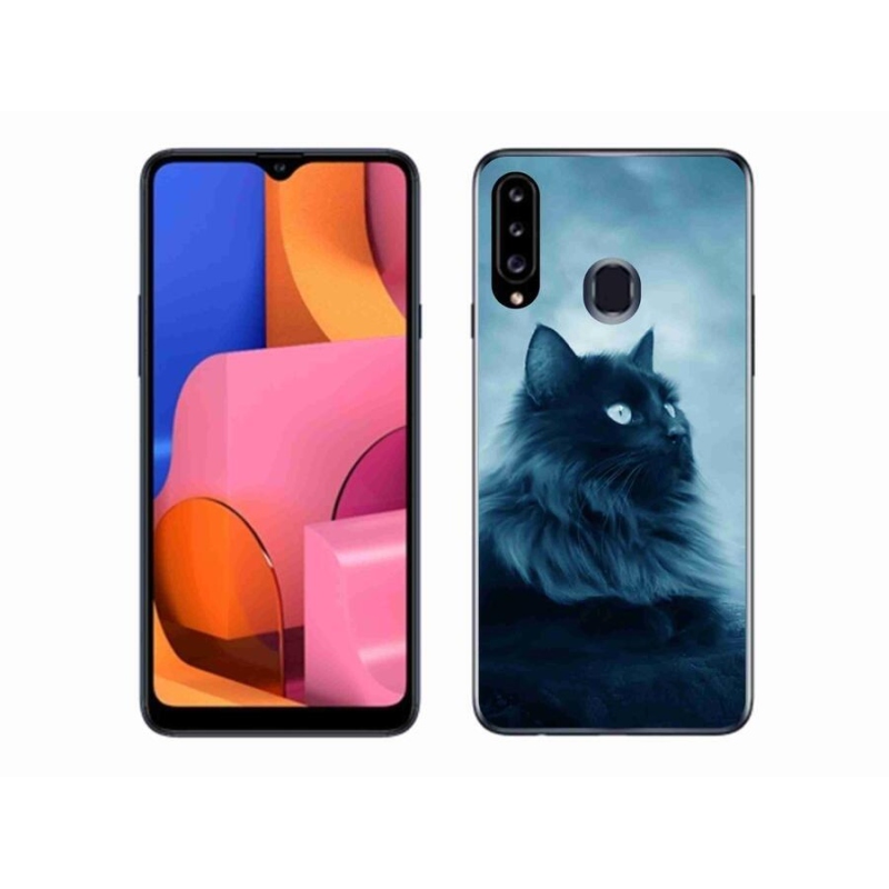 Gél tok mmCase Samsung Galaxy A20s készülékhez - fekete macska 1