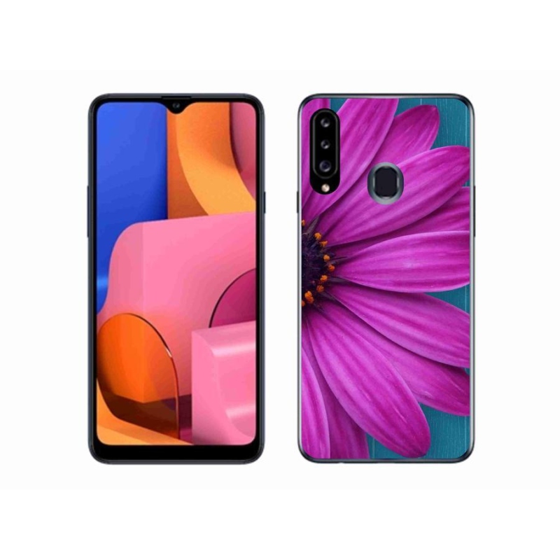 Gél tok mmCase Samsung Galaxy A20s készülékhez - lila margaréta