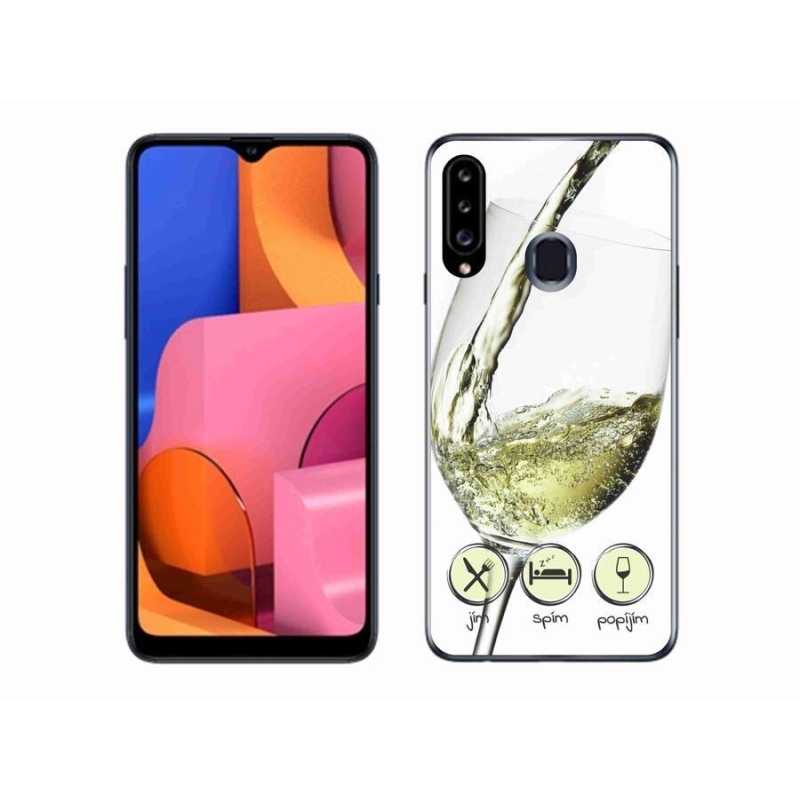 Gél tok mmCase mobiltelefonhoz Samsung Galaxy A20s - borospohár fehér