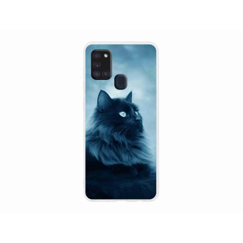 Gél tok mmCase Samsung Galaxy A21s készülékhez - fekete macska 1