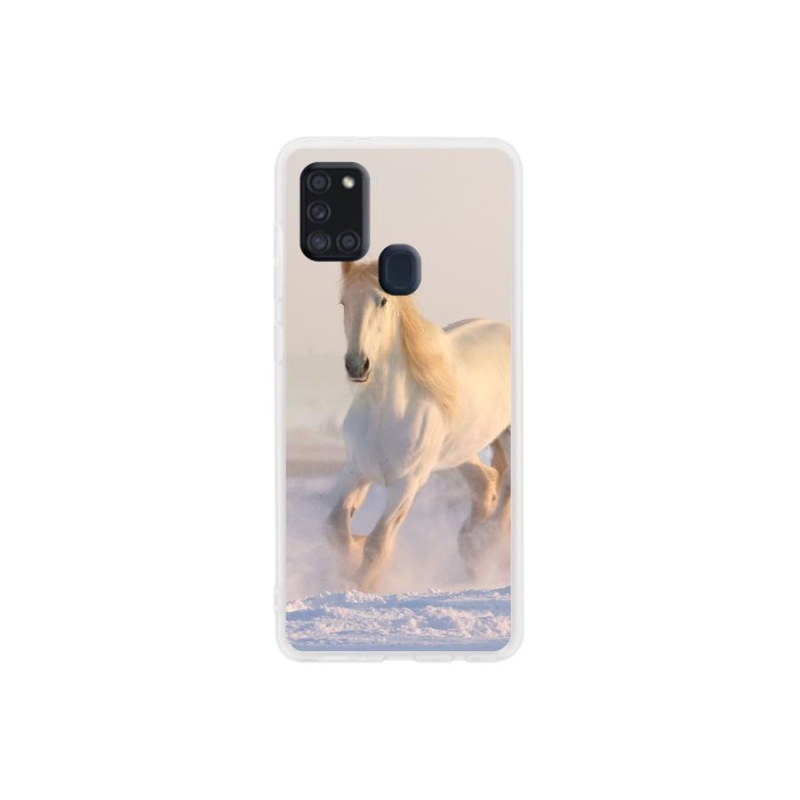 Gél tok mmCase mobiltelefonhoz Samsung Galaxy A21s - ló a hóban