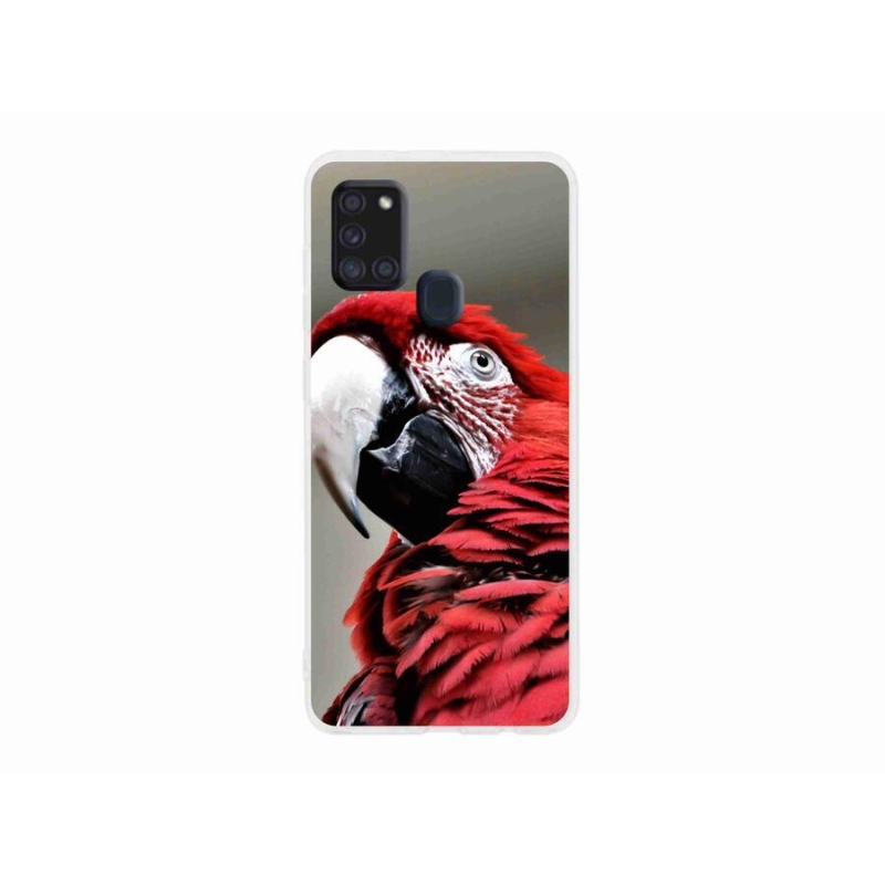 Gél tok mmCase Samsung Galaxy A21s készülékhez - papagáj ara piros