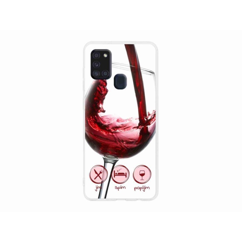 Gél tok mmCase mobiltelefonhoz Samsung Galaxy A21s - borospohár piros