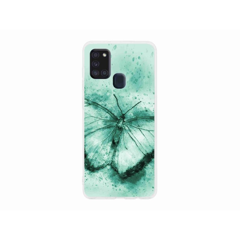 Gél tok mmCase Samsung Galaxy A21s készülékhez - zöld pillangó