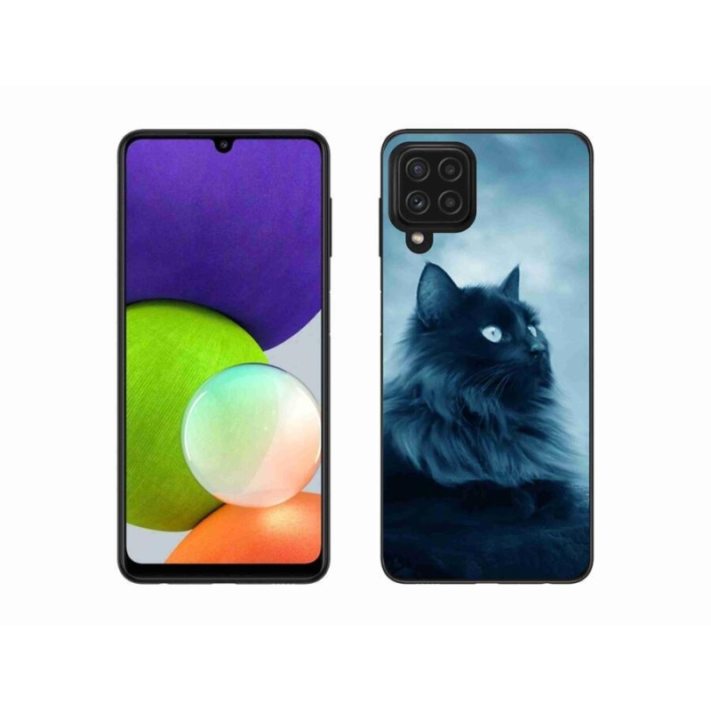 Gél tok mmCase a Samsung Galaxy A22 4G készülékhez - fekete macska 1