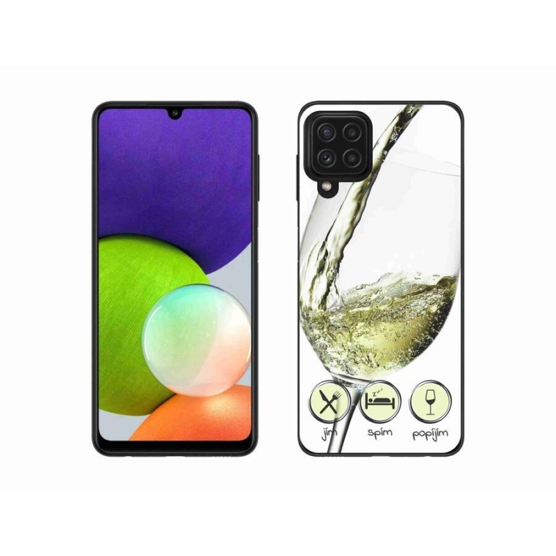 Gél tok mmCase mobiltelefonhoz Samsung Galaxy A22 4G - borospohár fehér
