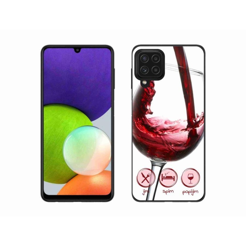 Gél tok mmCase mobiltelefonhoz Samsung Galaxy A22 4G - borospohár piros