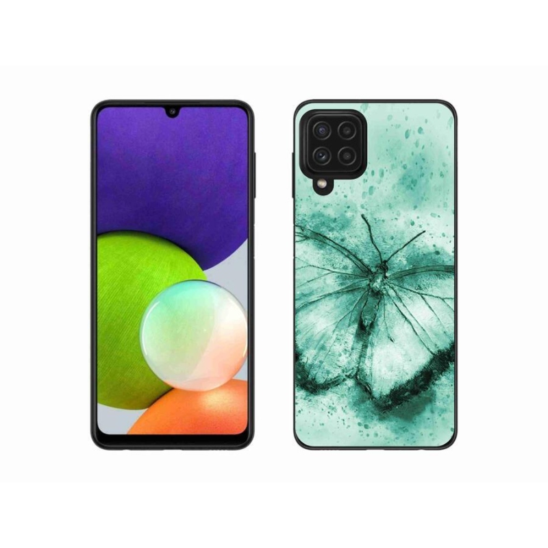Gél tok mmCase a Samsung Galaxy A22 4G készülékhez - zöld pillangó