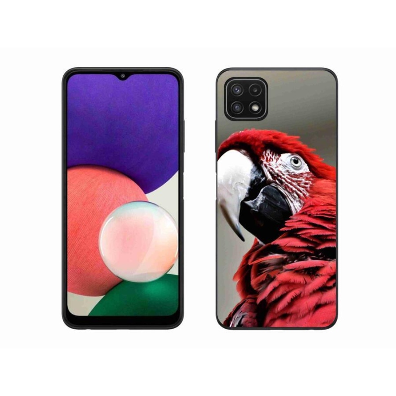 Gél tok mmCase a Samsung Galaxy A22 5G készülékhez - papagáj ara piros