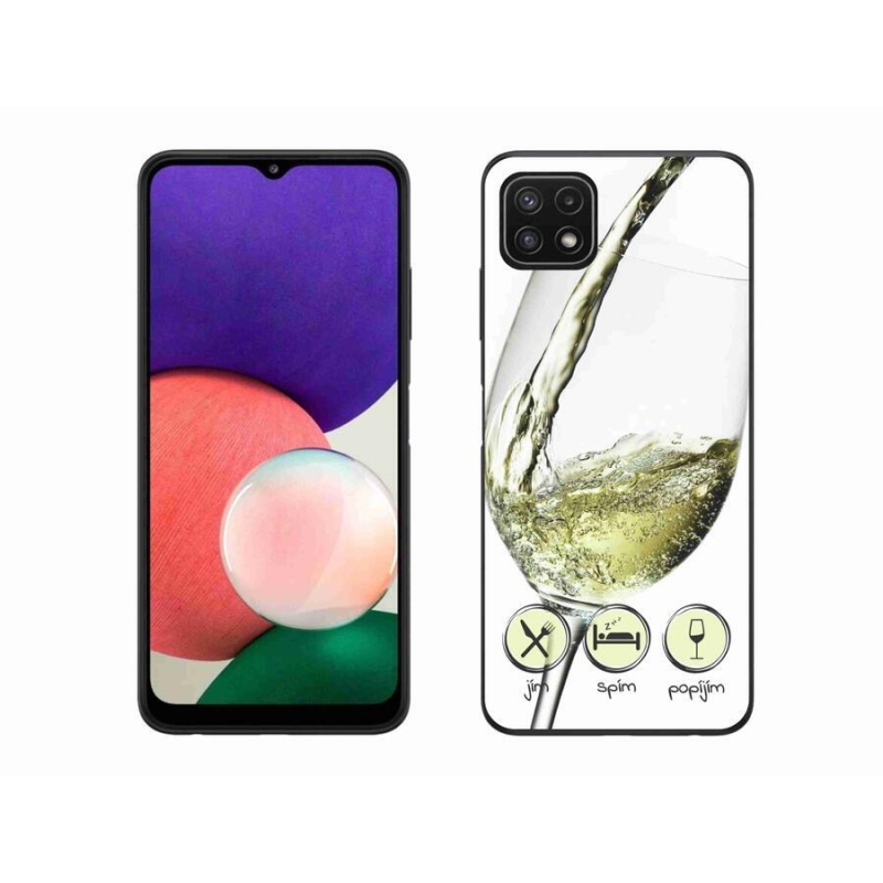 Gél tok mmCase mobiltelefonhoz Samsung Galaxy A22 5G - borospohár fehér