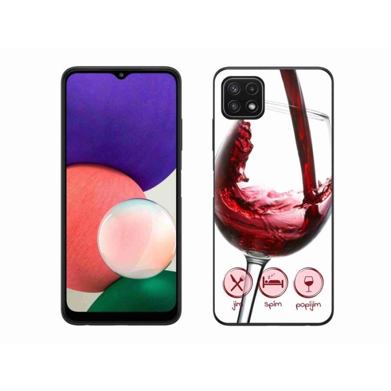 Gél tok mmCase mobiltelefonhoz Samsung Galaxy A22 5G - borospohár piros