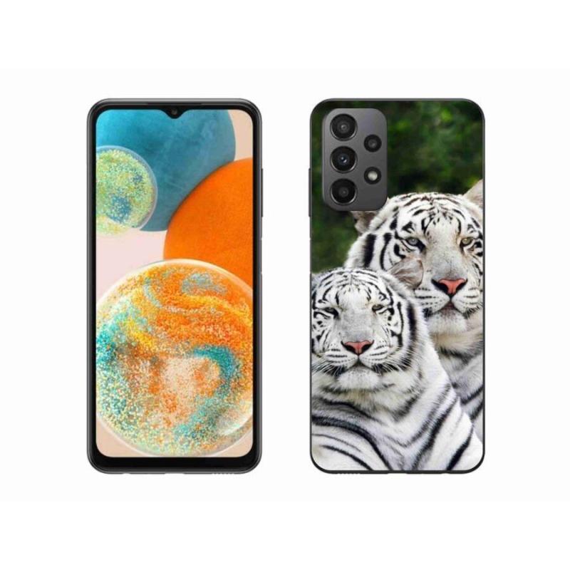 Gél tok mmCase a Samsung Galaxy A23 4G/5G készülékhez - fehér tigrisek