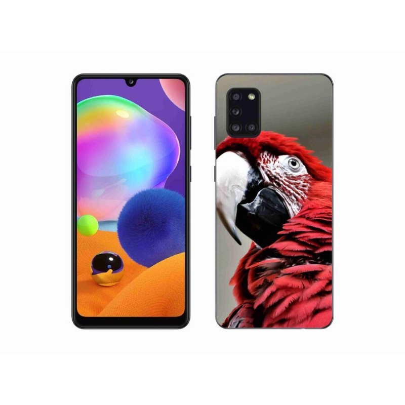 Gél tok mmCase mobiltelefonhoz Samsung Galaxy A31 - papagáj ara piros