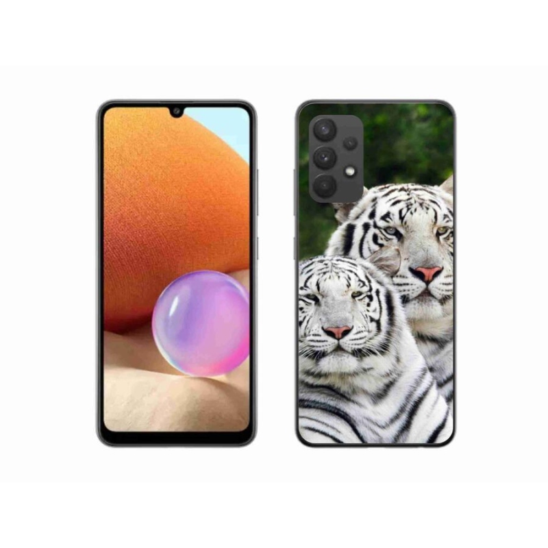 Gél tok mmCase a Samsung Galaxy A32 4G készülékhez - fehér tigrisek