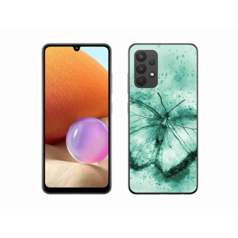 Gél tok mmCase a Samsung Galaxy A32 4G készülékhez - zöld pillangó