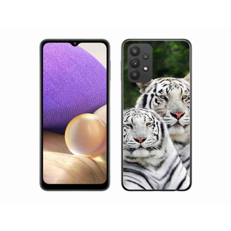 Gél tok mmCase a Samsung Galaxy A32 5G készülékhez - fehér tigrisek