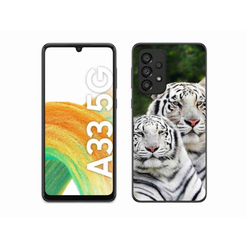 Gél tok mmCase a Samsung Galaxy A33 5G készülékhez - fehér tigrisek