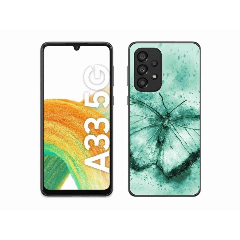 Gél tok mmCase a Samsung Galaxy A33 5G készülékhez - zöld pillangó