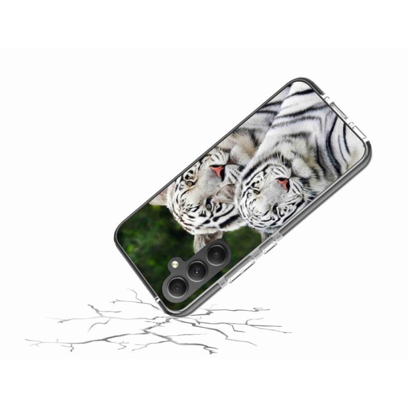 Gél tok mmCase a Samsung Galaxy A34 5G készülékhez - fehér tigrisek