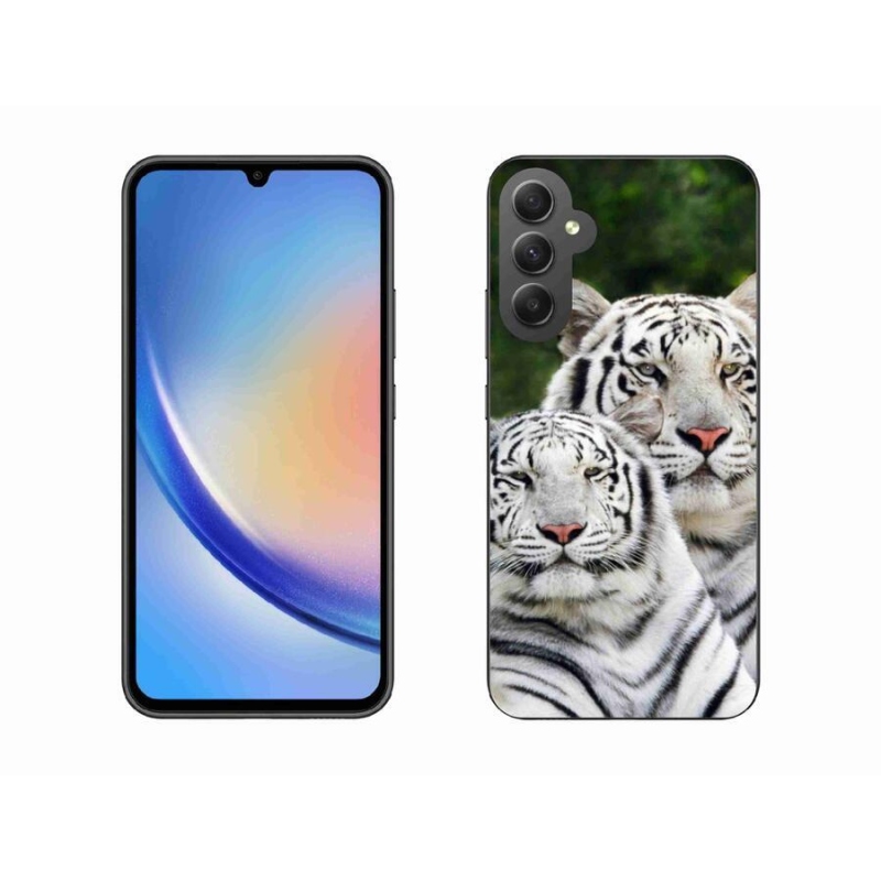 Gél tok mmCase a Samsung Galaxy A34 5G készülékhez - fehér tigrisek