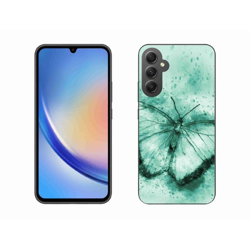 Gél tok mmCase a Samsung Galaxy A34 5G készülékhez - zöld pillangó