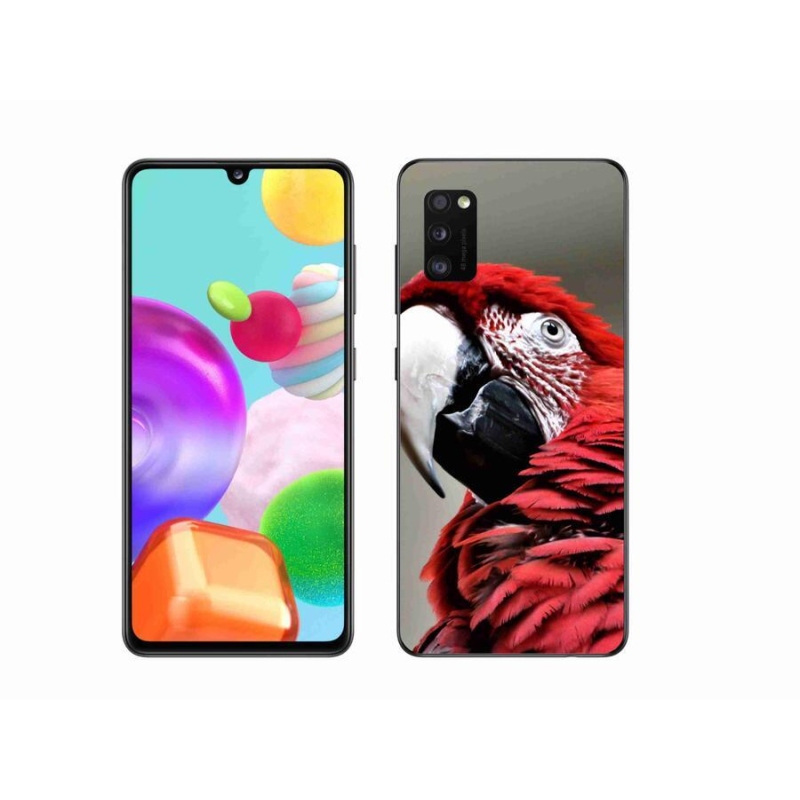 Gél tok mmCase mobiltelefonhoz Samsung Galaxy A41 - papagáj ara piros