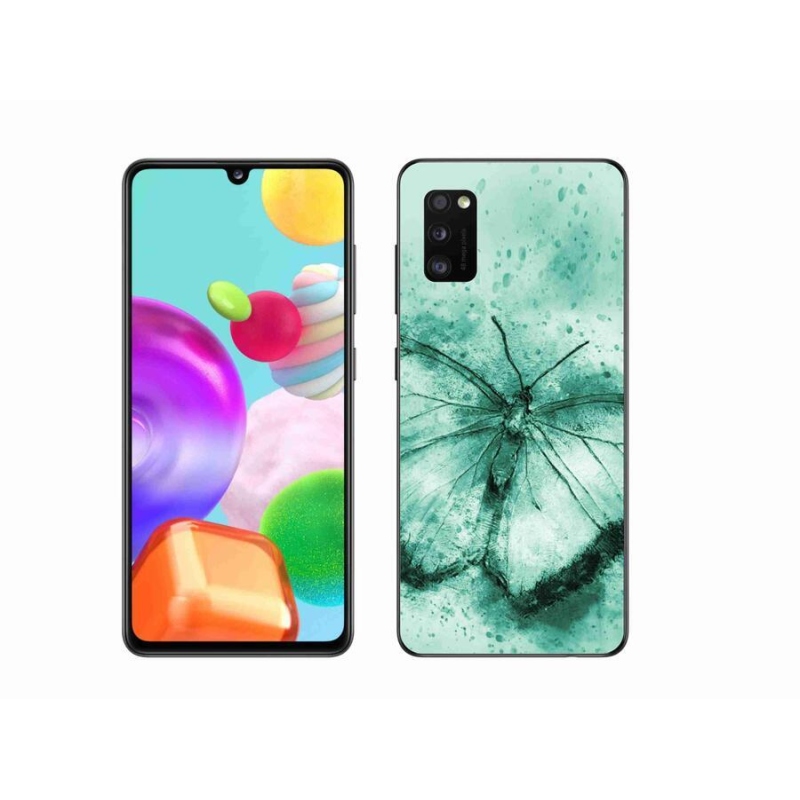 Gél tok mmCase mobiltelefonhoz Samsung Galaxy A41 - zöld pillangó