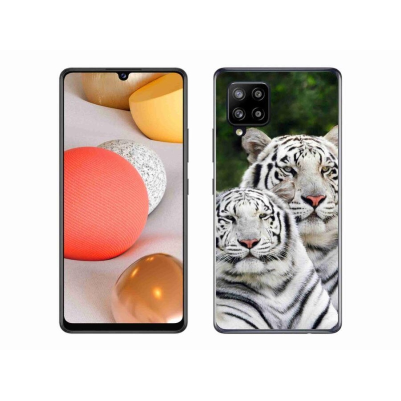 Gél tok mmCase a Samsung Galaxy A42 5G készülékhez - fehér tigrisek