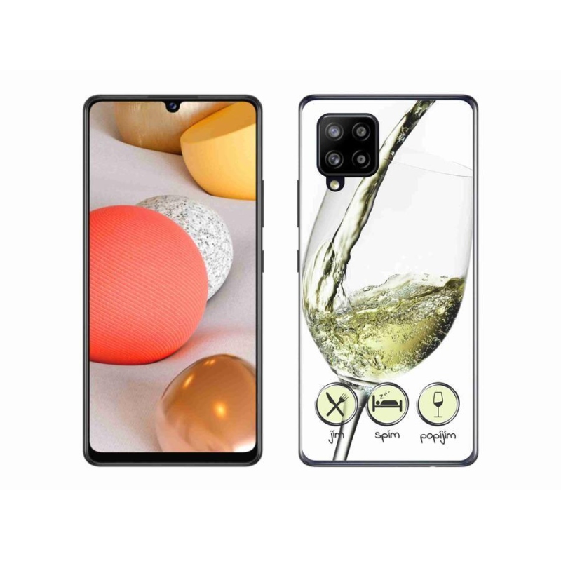 Gél tok mmCase mobiltelefonhoz Samsung Galaxy A42 5G - borospohár fehér
