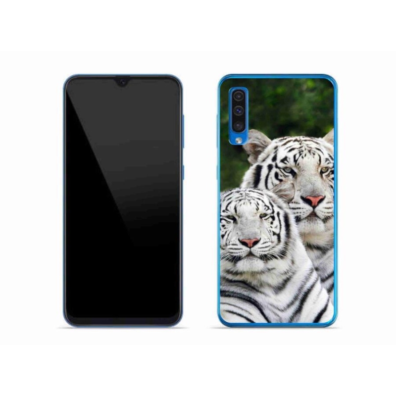 Gél tok mmCase Samsung Galaxy A50 készülékhez - fehér tigrisek