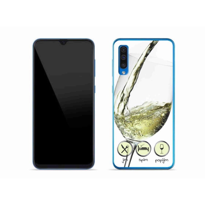 Gél tok mmCase mobiltelefonhoz Samsung Galaxy A50 - borospohár fehér