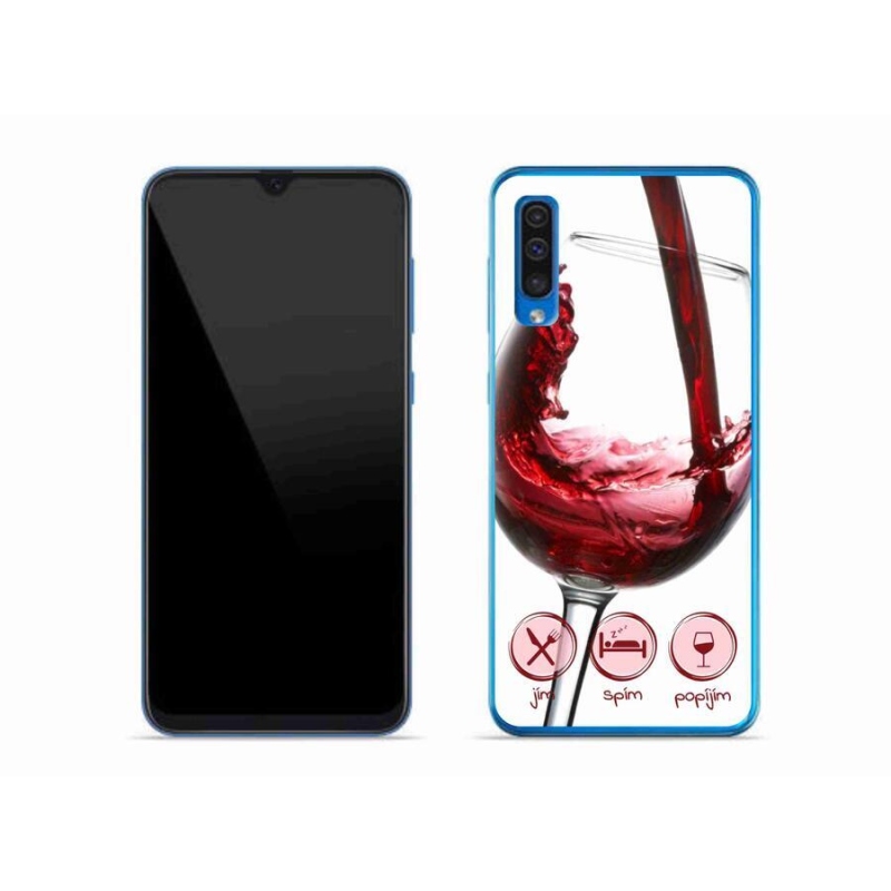 Gél tok mmCase mobiltelefonhoz Samsung Galaxy A50 - borospohár piros