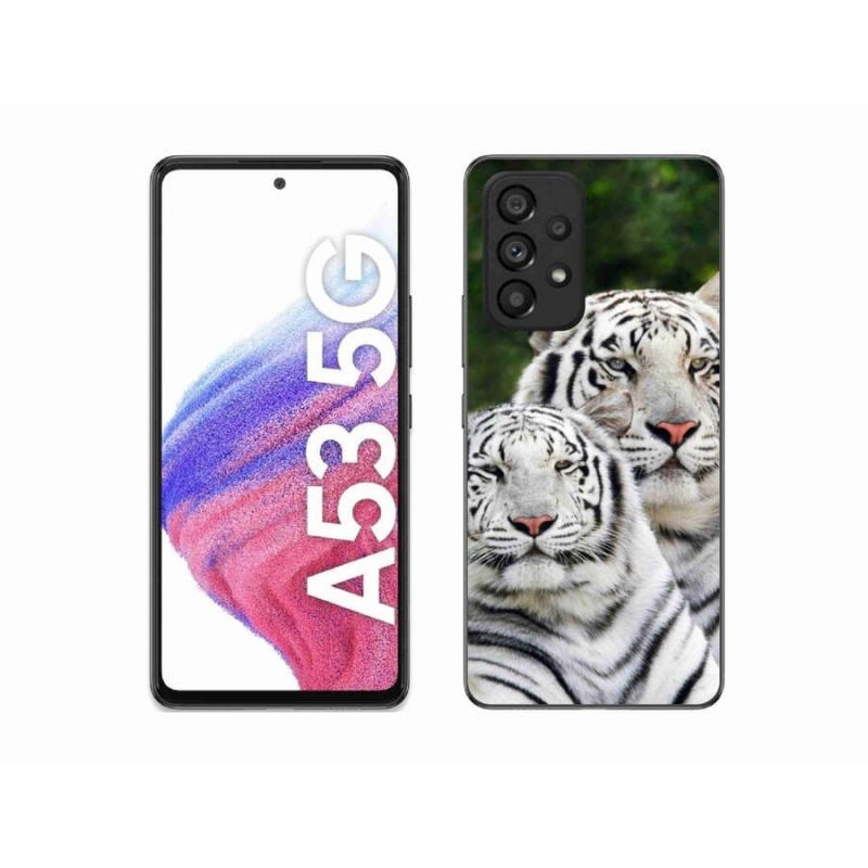 Gél tok mmCase a Samsung Galaxy A53 5G készülékhez - fehér tigrisek