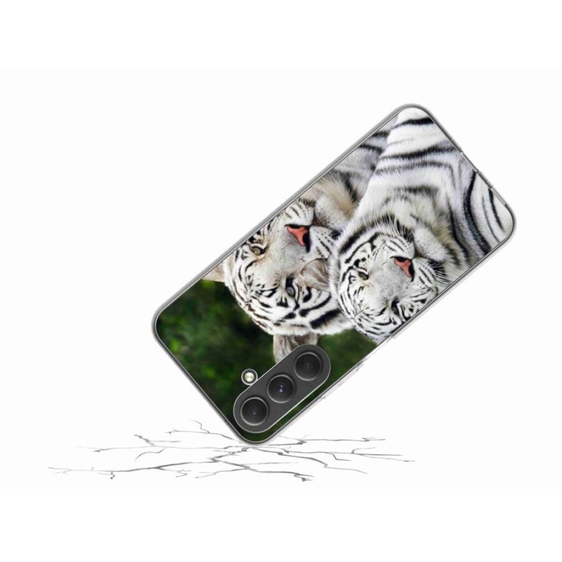 Gél tok mmCase a Samsung Galaxy A54 5G készülékhez - fehér tigrisek