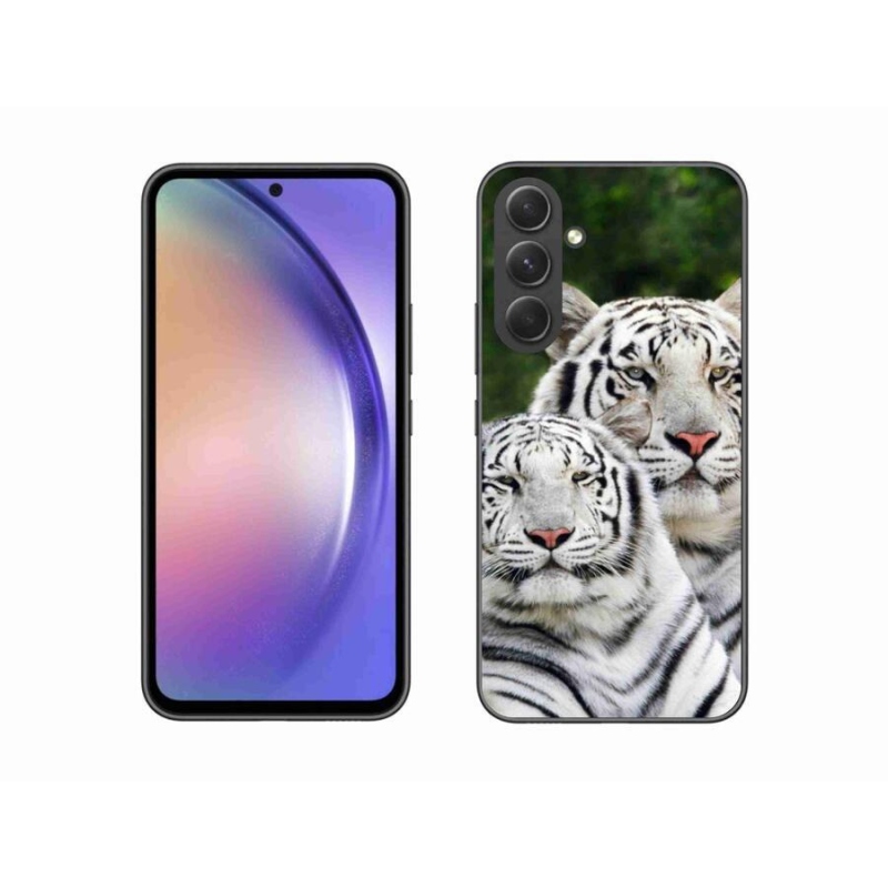 Gél tok mmCase a Samsung Galaxy A54 5G készülékhez - fehér tigrisek
