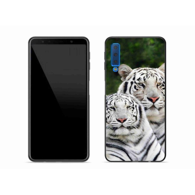 Gél tok mmCase Samsung Galaxy A7 (2018) - fehér tigrisek