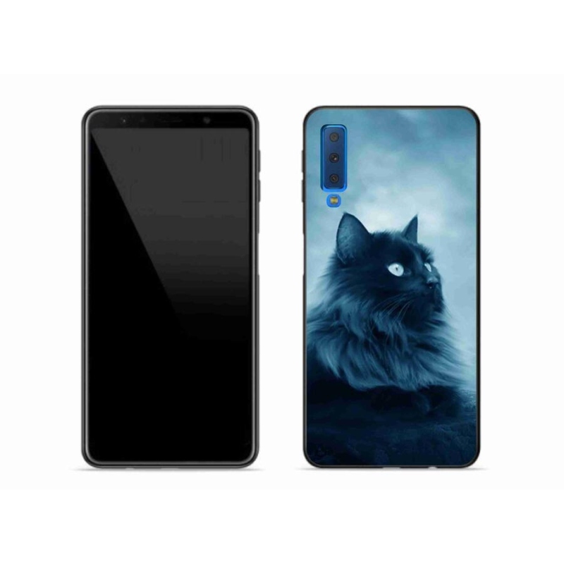 Gél tok mmCase Samsung Galaxy A7 (2018) - fekete macska 1