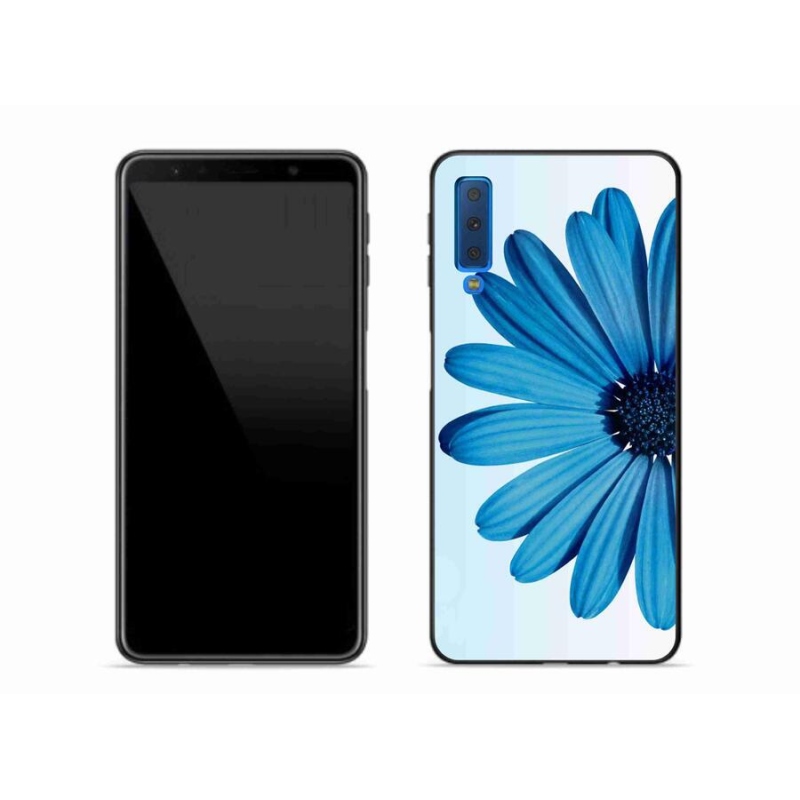 Gél tok mmCase mobiltelefonhoz Samsung Galaxy A7 (2018) - kék margaréta