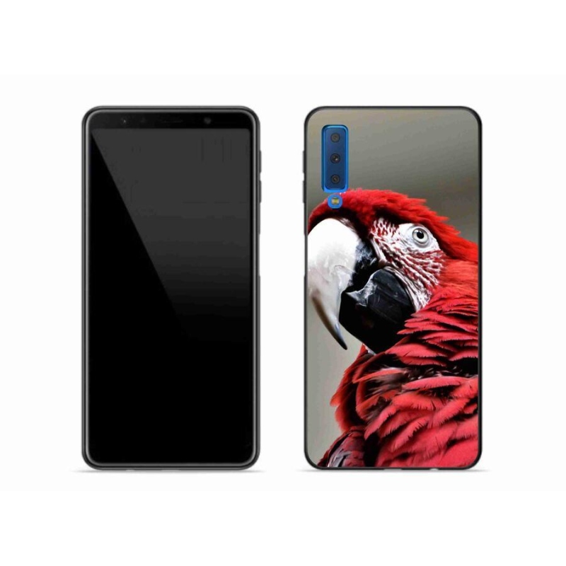 Gél tok mmCase mobiltelefonhoz Samsung Galaxy A7 (2018) - papagáj ara piros