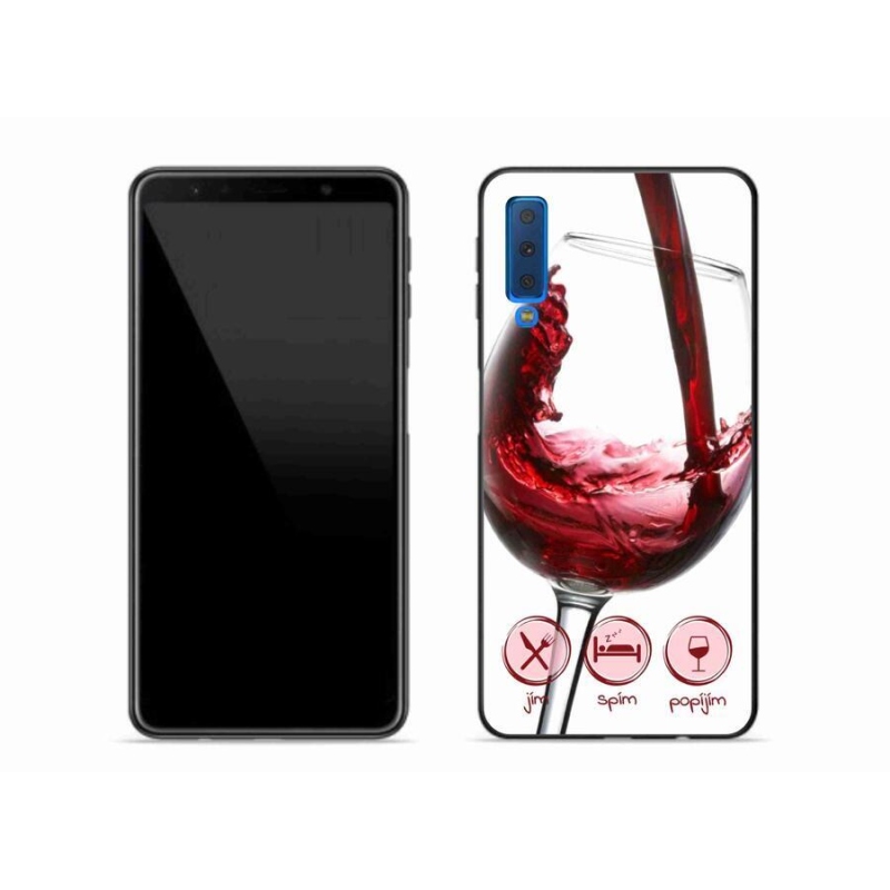 Gél tok mmCase mobiltelefonhoz Samsung Galaxy A7 (2018) - borospohár piros