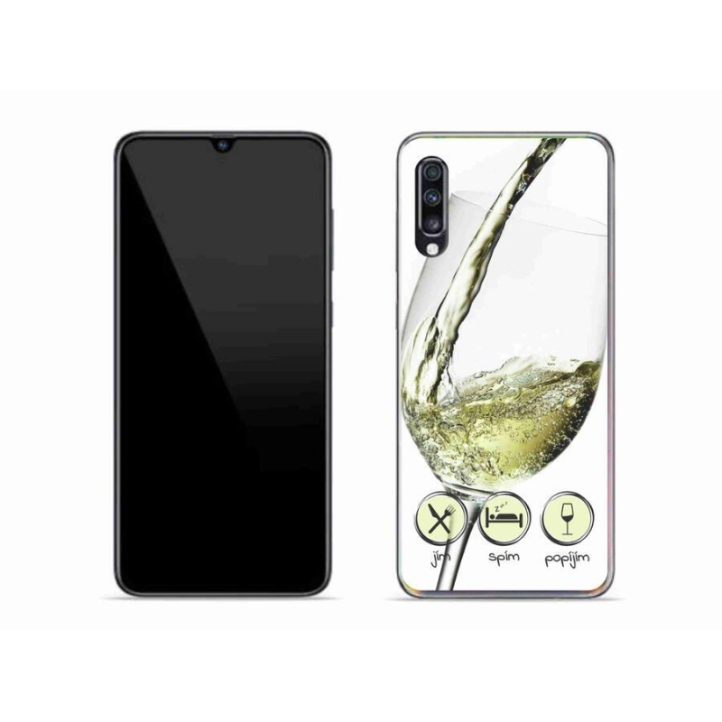 Gél tok mmCase mobiltelefonhoz Samsung Galaxy A70 - borospohár fehér