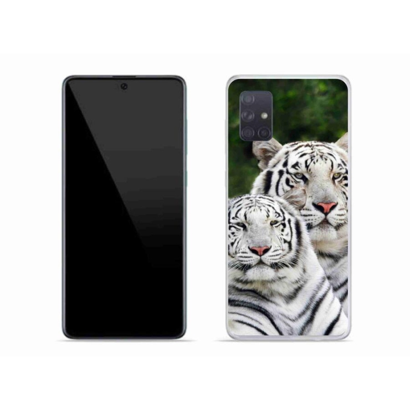 Gél tok mmCase mobiltelefonhoz Samsung Galaxy A71 - fehér tigrisek