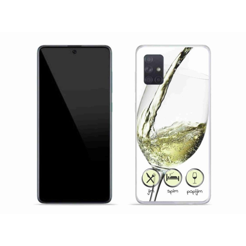 Gél tok mmCase mobiltelefonhoz Samsung Galaxy A71 - borospohár fehér