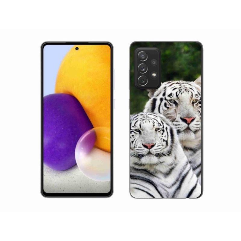 Gél tok mmCase a Samsung Galaxy A72/A72 5G készülékhez - fehér tigrisek