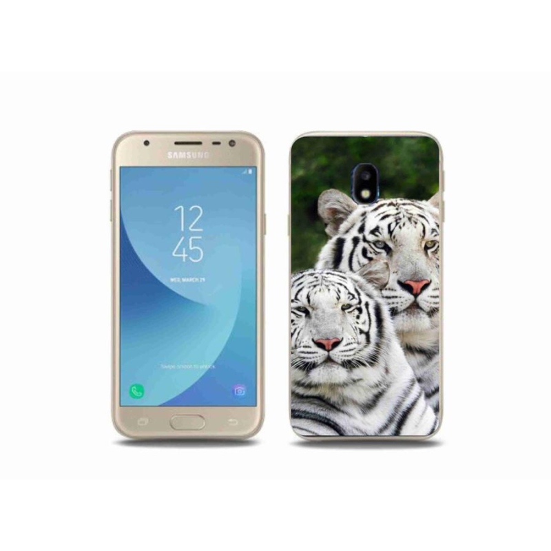 Gél tok mmCase Samsung Galaxy J3 (2017) - fehér tigrisek