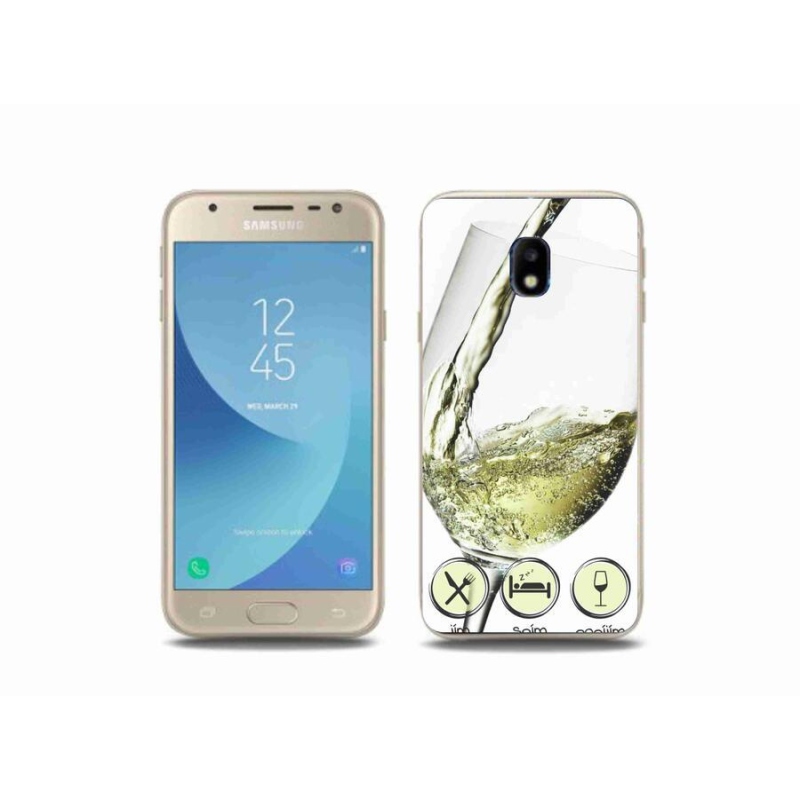 Gél tok mmCase mobiltelefonhoz Samsung Galaxy J3 (2017) - borospohár fehér