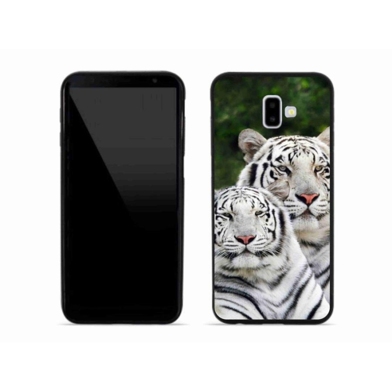 Gél tok mmCase Samsung Galaxy J6 Plus készülékhez - fehér tigrisek