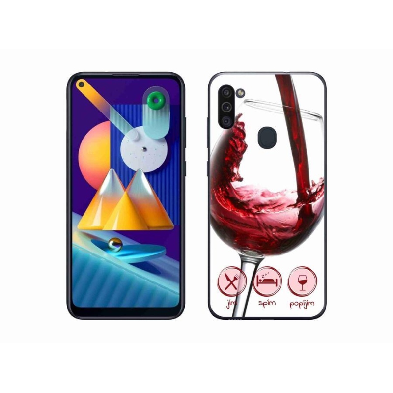 Gél tok mmCase mobiltelefonhoz Samsung Galaxy M11 - borospohár piros