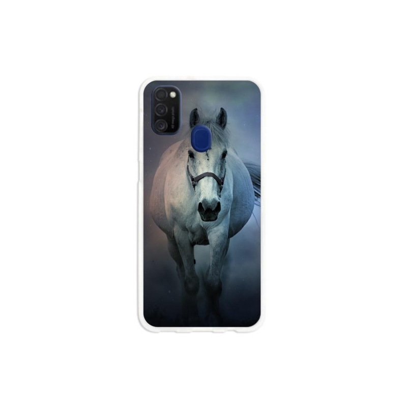 Gél tok mmCase a Samsung Galaxy M21 készülékhez - futó fehér ló